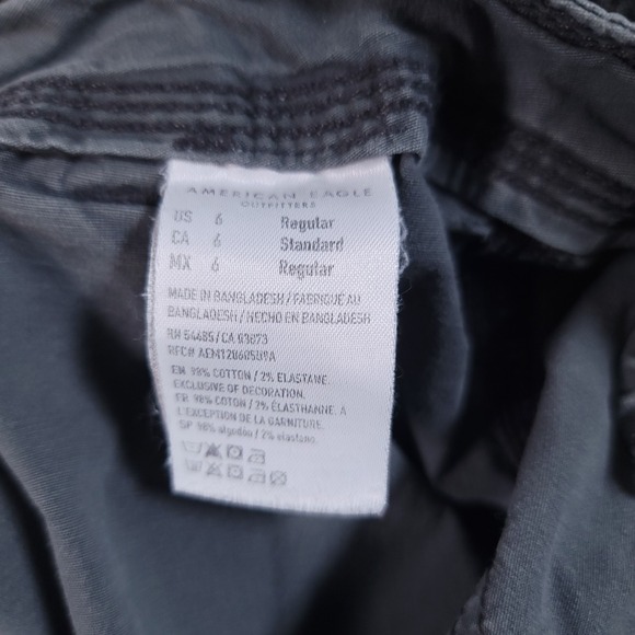 American Eagle Womens Pants‎ 6 Grey Cargo Baggy Jogger Y2K Skater Stretch - Picture 10 of 13